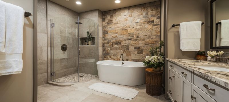 Elegant Bathtub with Natural Stone Surround